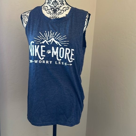 Blue‎ Tank Top Shirt Hike More Worry Less M Watkins Glen OC26 - Picture 1 of 3